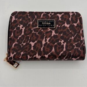 Trina Turk Leopard Print Small Zip Around Wristlet - NWT
